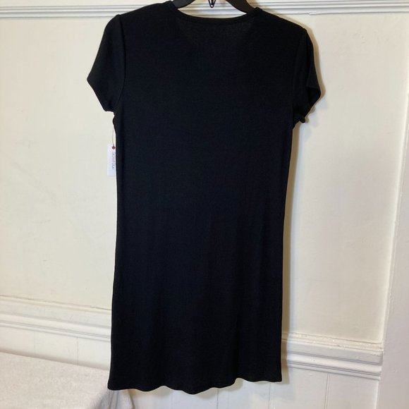 NWT Skarlett Blue Size Large Black Pima Cotton Knit Daydream Mini Tee Slip Dress - Picture 6 of 8